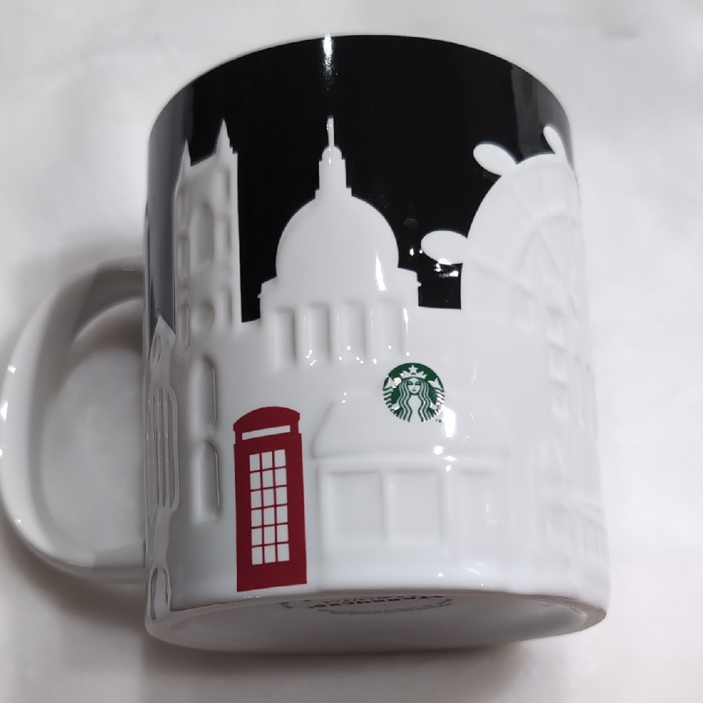 Starbucks Black and White City Mug with Red Accent
